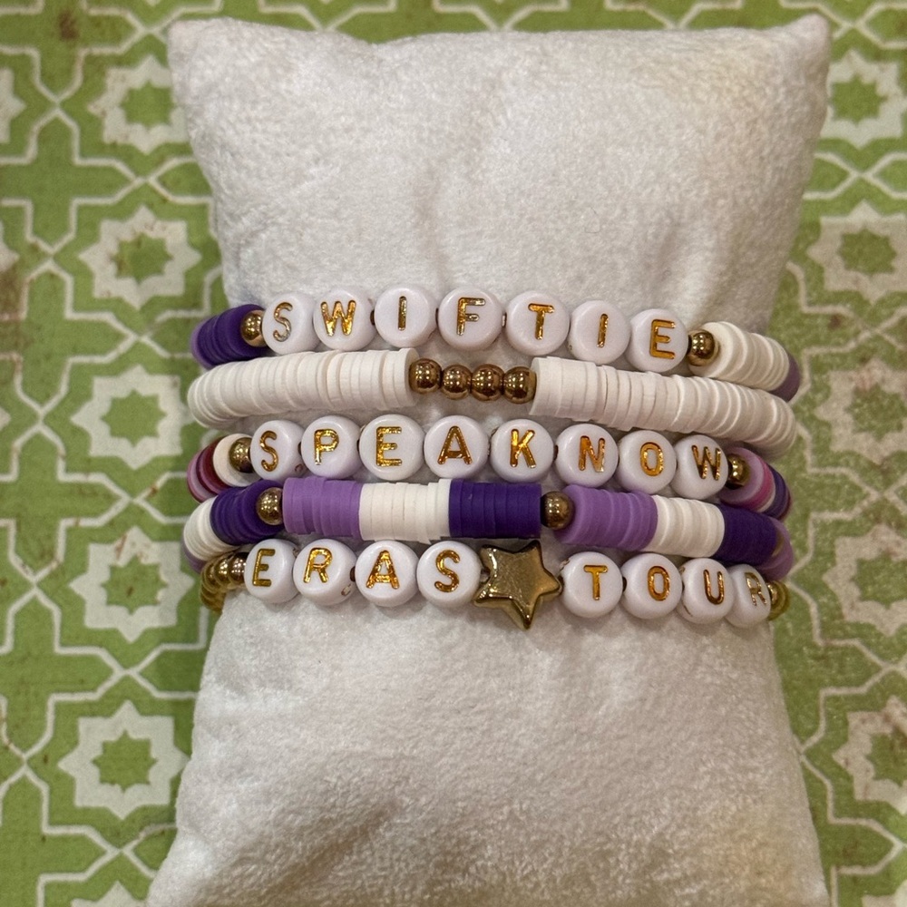 Swiftie Eras Tour Beaded Stretch Bracelet Stack โ Speak Now, Eras Tour, Swiftie - Picture 2 of 4